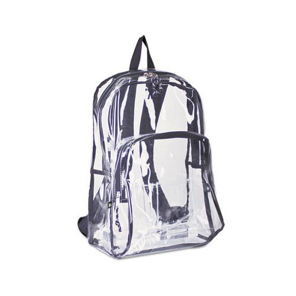 EASTSPORT Backpack PVC Plastic PVC Plastic, 12 1/2 x 5 1/2 x 17 1/2, Clear/Black