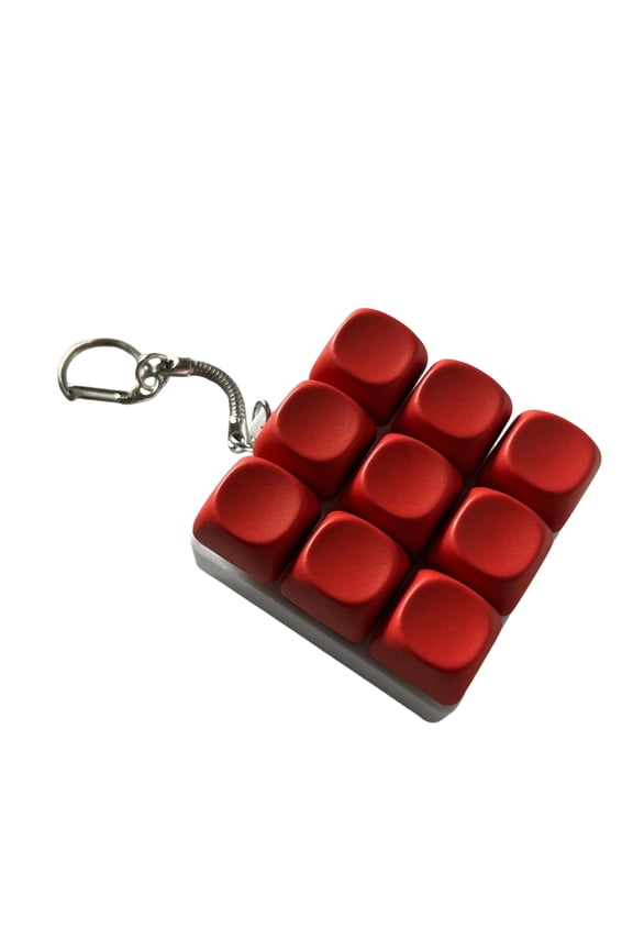 Backpack Pendant Fidget, Mechanical Keyboard Clicker 9-Key Tactile Stress Relief Gadget, Cute Desk Accessory for Focus Red