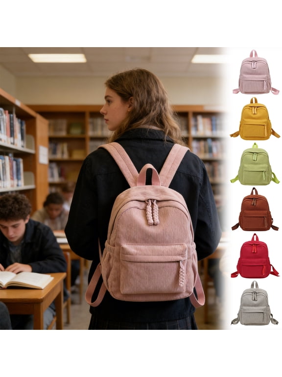 Backpack Preppy Style Corduroy Large Capacity Travel Shoulder Daypack Ultralight Outdoor Trendy Bookbag for Teens College Adults by PALIFEUR
