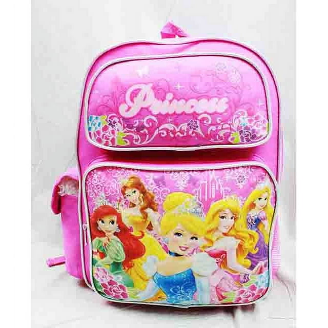 Backpack - - Princess w/ Flowers Pink Large Girls School Bag New a03888