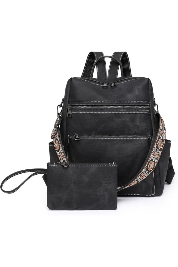 Backpack Purse for Women, PU Leather Backpack Purse, Waterproof Anti-Theft Women Backpack, Fashion Multi-Pocket Shoulder Bag Handbag With Clutch, Pink