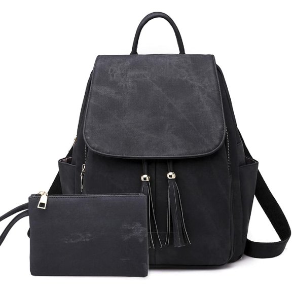 Backpack Purse for Women Convertible Ladies PU Leather Shoulder Bag Fashion Designer Handbags with Tassel(Khaki)