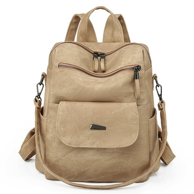 CN Backpack Purse for Women Fashion Leather Backpack Travel Large Ladies Shoulder Bags Khaki Women s Size One size Beige
