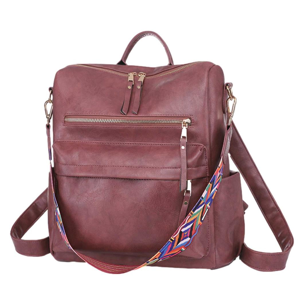 Women\'s Fashion Anti Theft PU Leather Convertible Backpack Purse with Amazon.com: RAINSMORE Convertible Backpack Purse for Women  main image 3