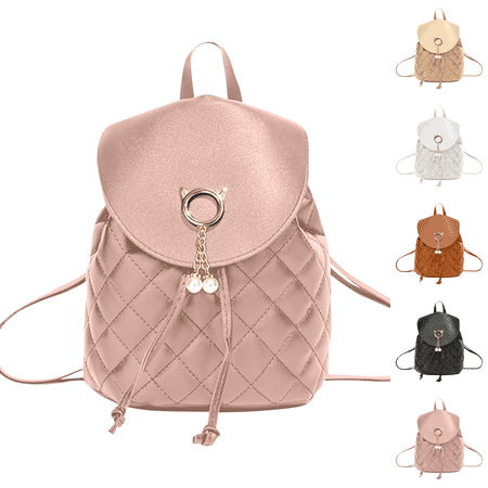 Fshiont Backpack Purse for Women, Quilted Travel Daypacks Bag for Lady | PU Leather Small Backpack, Adjustable Shoulder Strap, Casual Daily Purse