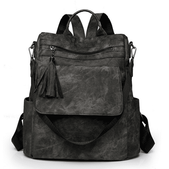 Backpack Purse for Women, Women Backpack Purse Leather Waterproof Anti-theft Shoulder Bags Handbags Female - Black