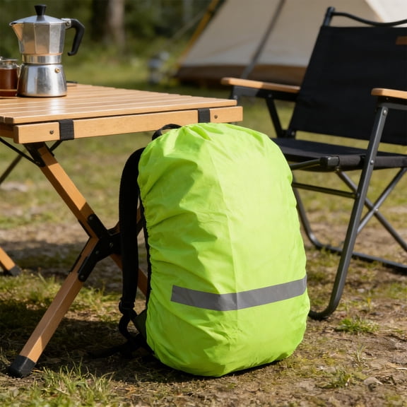 Backpack Rain Cover, Waterproof Rainproof Dust Cover, High Visibility Reflective Stripe, Universal Fit for Hiking Camping Cycling Travel, Durable Weatherproof Backpack Protector, Green
