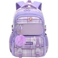 thumbnail image 1 of Backpack School Backpacks Large Bookbags for Cute Book Bag with Compartments (Lattice Purple), 1 of 7