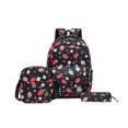 thumbnail image 1 of Backpack Set with Lunch Box and Pencil Case, Travel Daypack Large Bookbag Set(Black & Red-1,44cm), 1 of 5