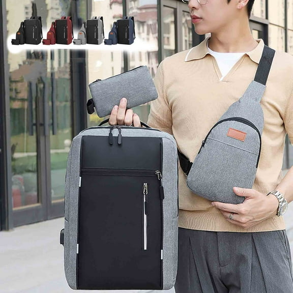 Backpack SetLearner Travel BackpackPolyester Computer Bag Large Capacity Storage Organization Learning College Business(Black)