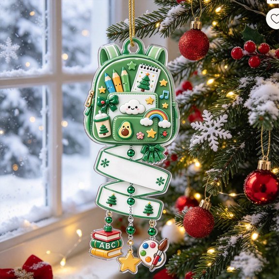 Backpack Shaped Acrylic Hanging Charm, Style B, Decorative Hanging Accent for Home Displays and Gift Presentation, Themed Ornament for Living Room and Entryway Decorating