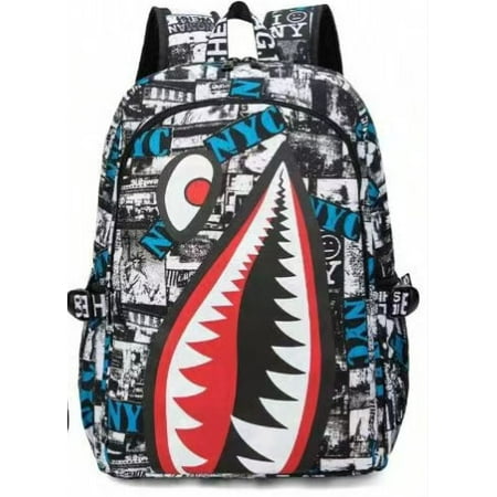 Backpack Shark Personalized Pattern Print Large Capacity Lightweight Simple Backpack