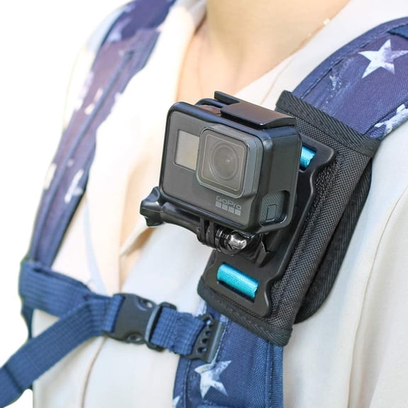 Backpack Shoulder Strap Mount Camera with Adjustable Pad and 360 Degree Rotating Base, Bag Belt Holder Clip Compatible GoPro Hero 13/12/11/9/8, DJI Action 6/5 Pro/4, AKASO More