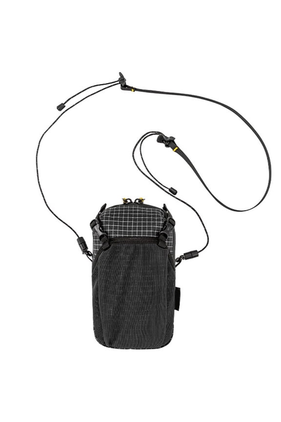 Backpack Shoulder Strap Pouch Featuring PU Waterproof Coating and Foldable Design with Phone Compartment for Outdoor Adventures (black)