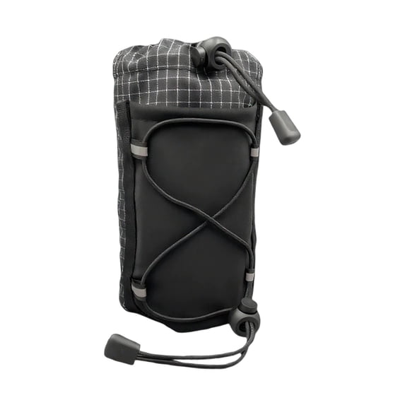 Backpack Shoulder Strap Pouch - Water Bottle Carrier & Phone Holder, Waterproof Nylon Bag for Camping Hiking Walking Biking Travel, Lightweight Portable (17cm, Black)