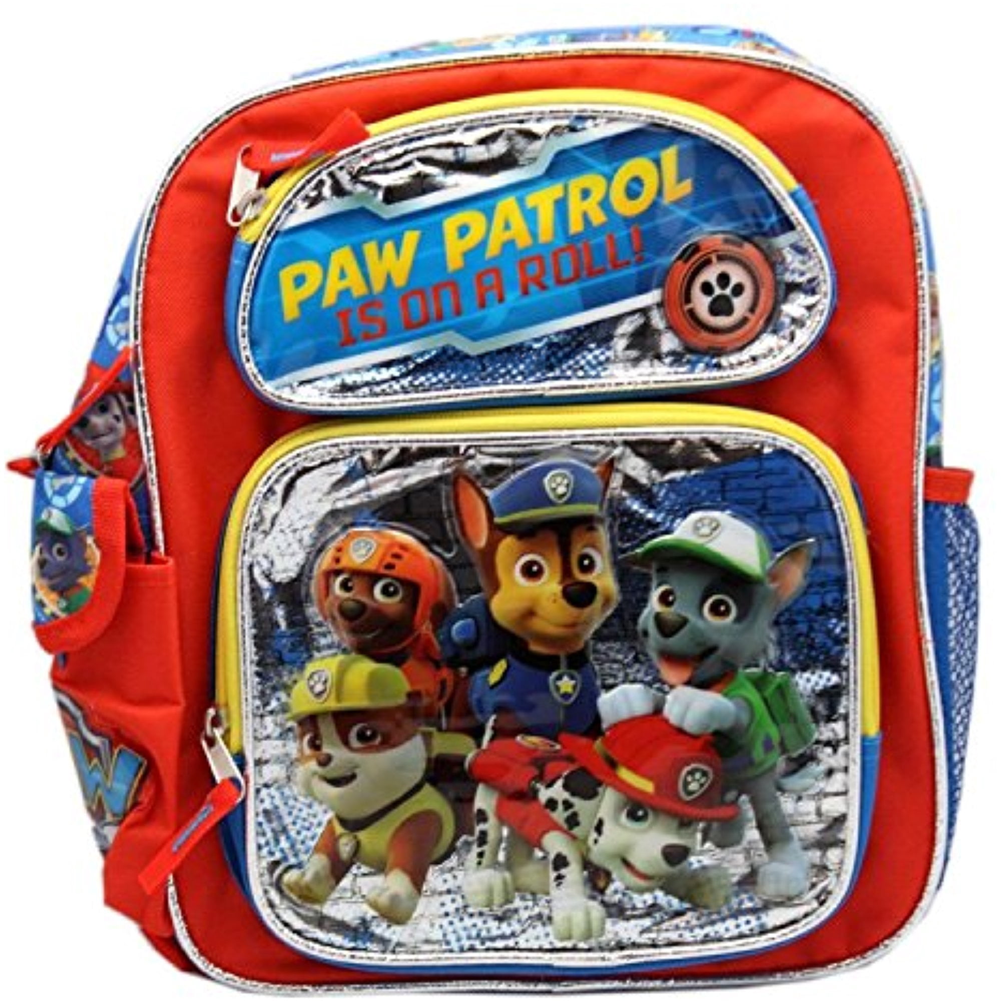 Backpack - - Silver/Red on Roll School Bag New 120188