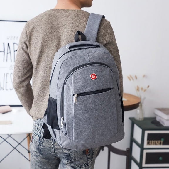 Backpack Solid Color Lightweight Student School Bag,Grey