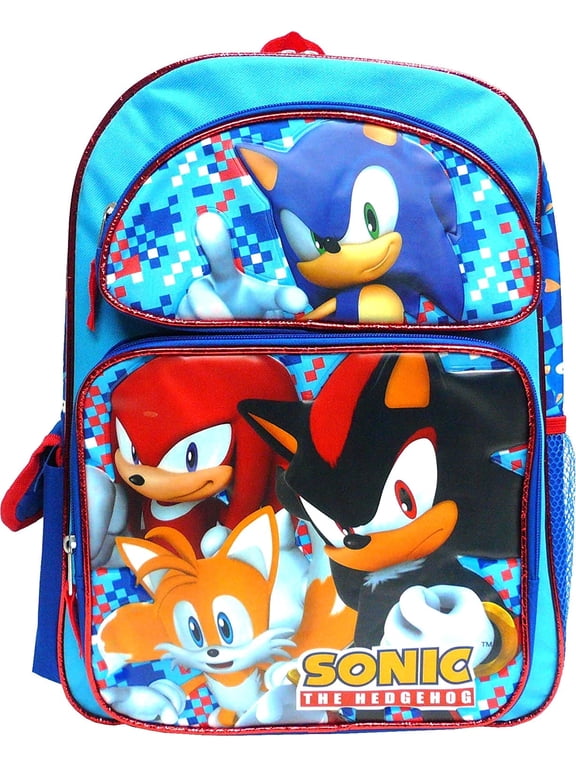 New Sonic, Shadow, Tails & Knuckles The Hedgehog 16 inch Large Backpack NEW