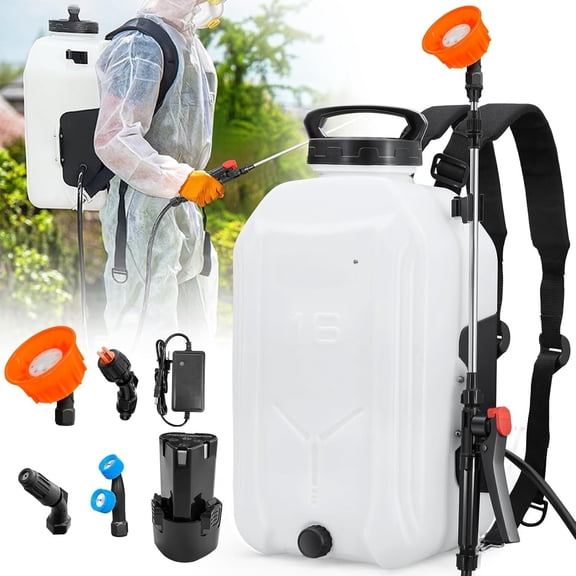 Backpack Sprayer 4 Gallon,   Garden Sprayer with 12V  , Telescopic Wand with -Lock and 4 Mist Nozzles ( Included)
