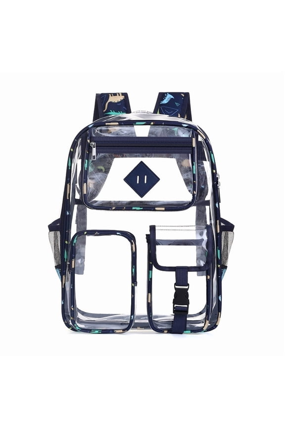 Backpack Stadium Approved Transparent Backpack Casual Daypack Lightweight Clear Bag for Work Concert(Blue Dinosaur)
