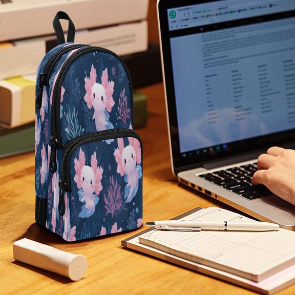 Backpack Style Pencil Pouch Pencil Case Pencil Bag Tool Bag Axolotls Swimming