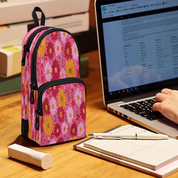 Backpack Style Pencil Pouch Pencil Case Pencil Bag Tool Bag Colorful Daisies