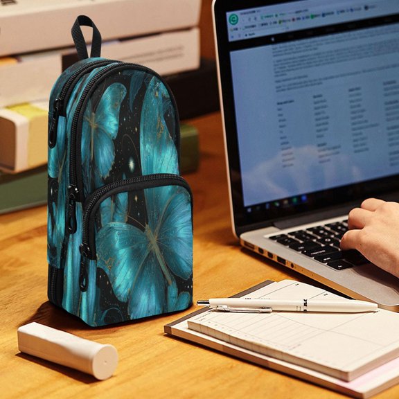 Backpack Style Pencil Pouch Pencil Case Pencil Bag Tool Bag Light Blue