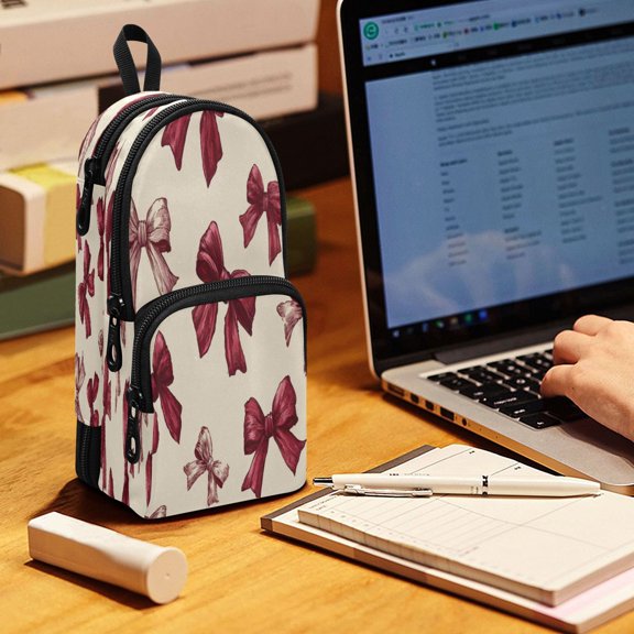 Backpack Style Pencil Pouch Pencil Case Pencil Bag Tool Bag Red Bows