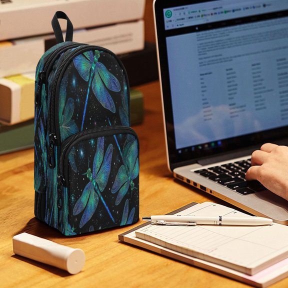 Backpack Style Pencil Pouch Pencil Case Pencil Bag Tool Bag The Dragonflies Pattern