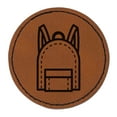 thumbnail image 1 of Backpack Teacher School 2.5" Faux Leather Round Engraved Iron-On Patch - Brown, 1 of 6