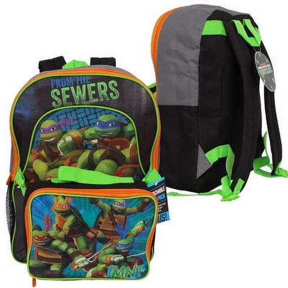 Backpack - Teenage Mutant Ninja Turtles - Black w/Lunch Bag New 23504