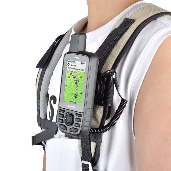 Backpack Tether for Garmin Handheld GPS inReach/eTrex/Rino/Alpha/Oregon/GPSMAP Series - Garmin Spine Mount Adapter with Safety Cord
