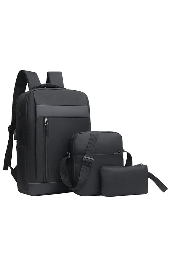 Backpack Three Piece Set, Large Capacity USB Student Backpack, Suitable For School And Outdoor Travel, Computer Bag For Men And Women With Large Capacity Black