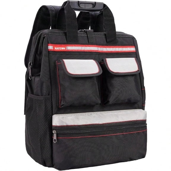 Backpack Tool Bag with Padded Back port Heavy Duty Tool Kit Carrier Storage Bags for Electrician Plumber HVAC Cable Repairman