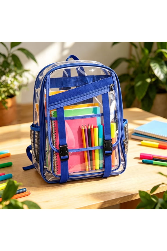 Backpack Transparent PVC Lightweight Large Capacity Jelly Minimalist Design, Waterproof & Easy-Clean For School, Commute, Travel