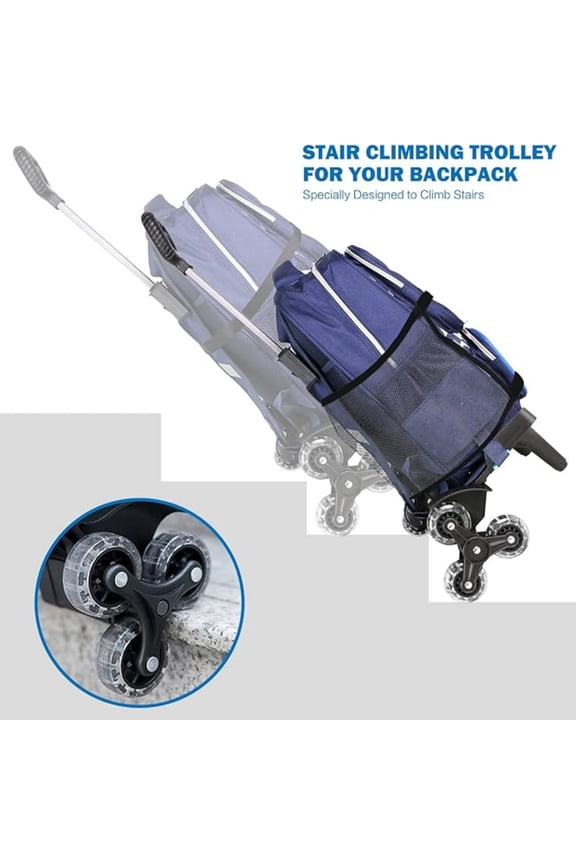 Backpack Trolley, Wheeled Cart Aluminum Alloy, Folding Trolley Cart for Schoolbag, 6 Wheels Luggage Cart with Edge Guard