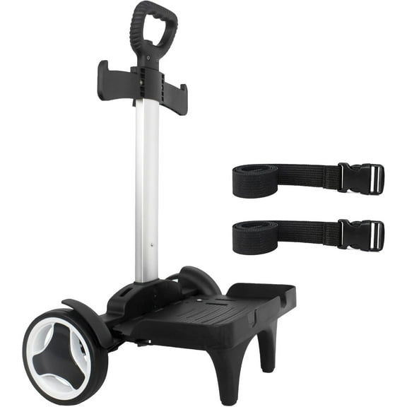 Backpack Trolley Wheeled Cart with Edge Guard Base Noiseless Big Wheels Aluminium Alloy Folding Hand Truck with Luggage Strap for Universal Backpacks Luggage cart for Teenagers,Adults,School,Travel