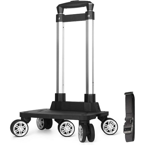Backpack Trolley, Wheeled Folding Luggage Travel Cart Aluminum -Roller Carrier for Backpack/Schoolbag/Boxes(5 Wheels Detachable)