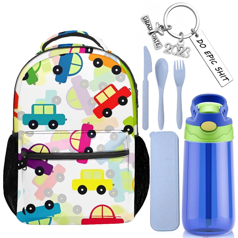 Jucciaco Trains Pattern School Backpack For Kids - Laptop Daypack With Adjustable Padded Straps, Reflective Strips, 15L Capacity - View #4