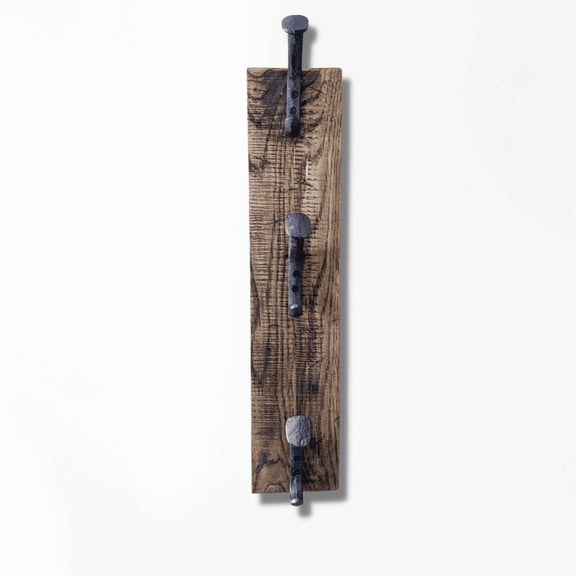 Backpack Wall Rack with 3 Railroad Stakes in Rustic Farmhouse Style