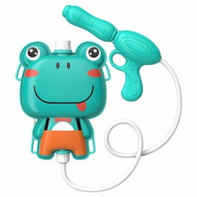 Backpack Water Gun Blaster Set Tank with Hose Shooter Toy,Mini Extinguisher Squirter for Carnival Party,Outdoor Play,Swimming(Green Frog,11 Inch)