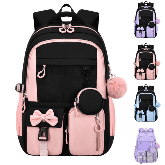 Backpack Water Resistant Bookbag for Teen Students Daypack Travel Bag - (Pink)