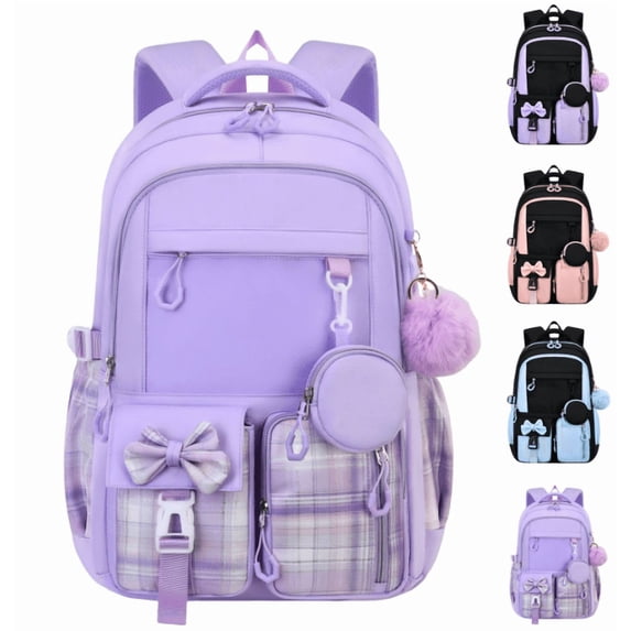 Backpack Water Resistant Bookbag for Teen Students Daypack Travel Bag - (Purple)