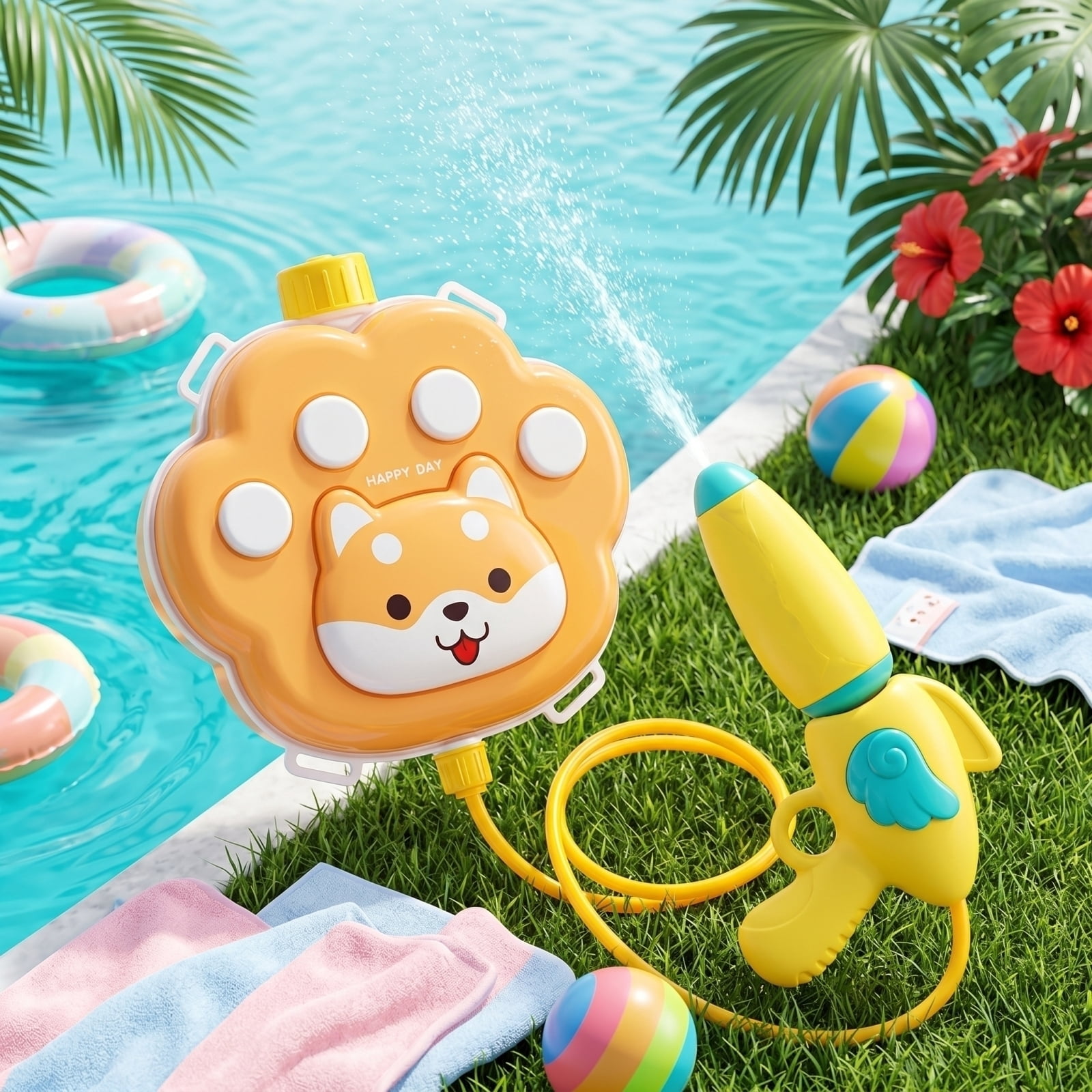 Backpack Water Toy with Large Capacity Tank, Pull-out Water Blaster for Summer Beach Water Fights and Outdoor Yard Fun, Squirt Toy, Creative Easter Gifts for , A