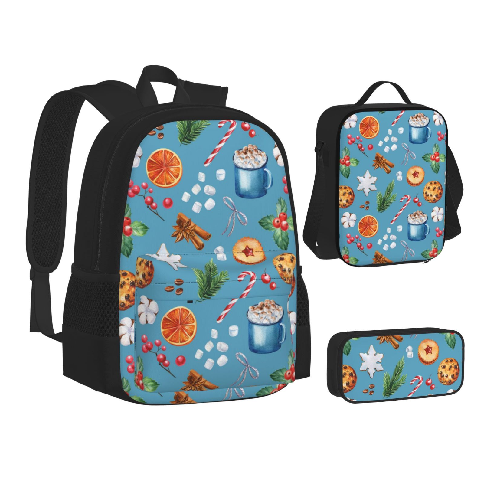 Backpack With Lunch Bag Pencil Case Set Schoolbag Laptop Backpack Lunch ...