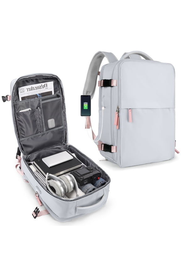 Backpack For Women Men Bag Watreproof Hiking Backpack College Laptop Backpack for Everydayon Airplane Essentials Carry on Backpack Flight Approved(Grey)