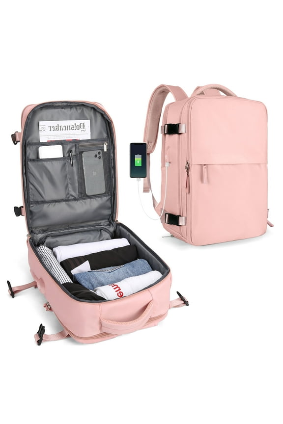 Backpack For Women Men Bag Watreproof Hiking Backpack College Laptop Backpack for Everydayon Airplane Essentials Carry on Backpack Flight Approved(Pink)