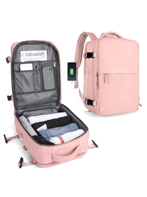 Backpack For Women Men Bag Watreproof Hiking Backpack College Laptop Backpack for Everydayon Airplane Essentials Carry on Backpack Flight Approved(Pink)