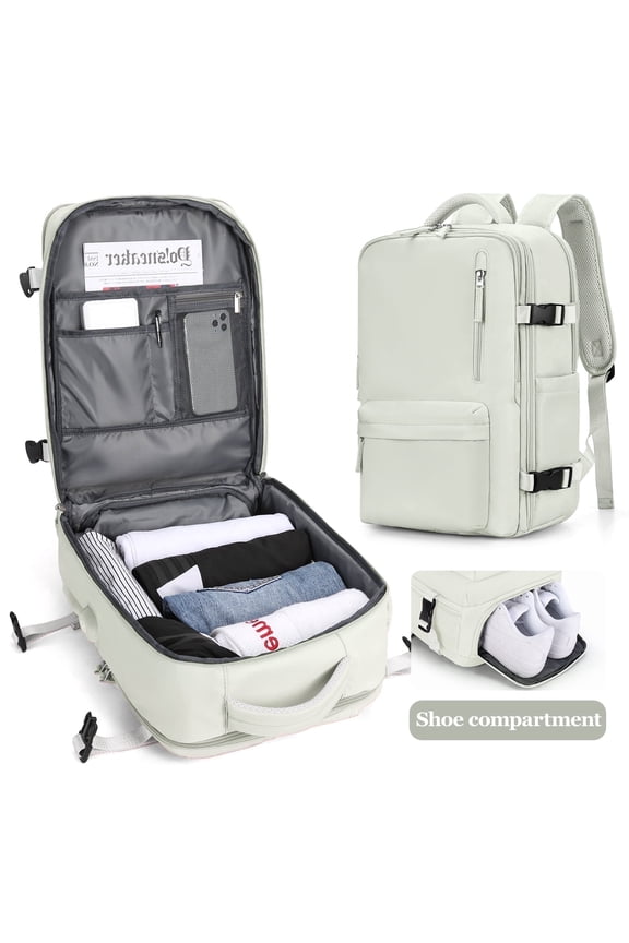 Backpack for Women Men, Carry On Backpack for Everydayon Airplane,Laptop Backpack with Shoe Compartment, Flight Approved Personal Item Bag Waterproof Luggage Backpack Moon White