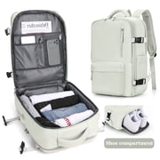 Backpack for Women Men, Carry On Backpack for Everydayon Airplane,Laptop Backpack with Shoe Compartment, Flight Approved Personal Item Bag Waterproof Luggage Backpack Moon White